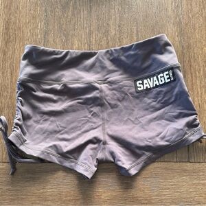 SAVAGE Women's Gray Shorts RUCHED PULL STRING SIZE LARGE